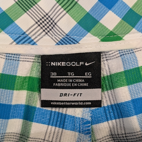 Nike Golf Plaid Shorts Men's 38 Blue Green Dri-Fit - Picture 7 of 15